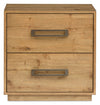 Scott Living Henri Bedside 2-Drawer Nightstand with USB Ports, 26"W x 26"H, Wood - Brown