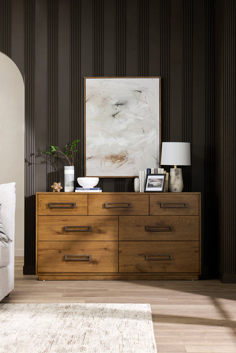 Scott Living Henri Bedroom 7-Drawer Dresser, 64\"W x 34\"H, Wood - Brown