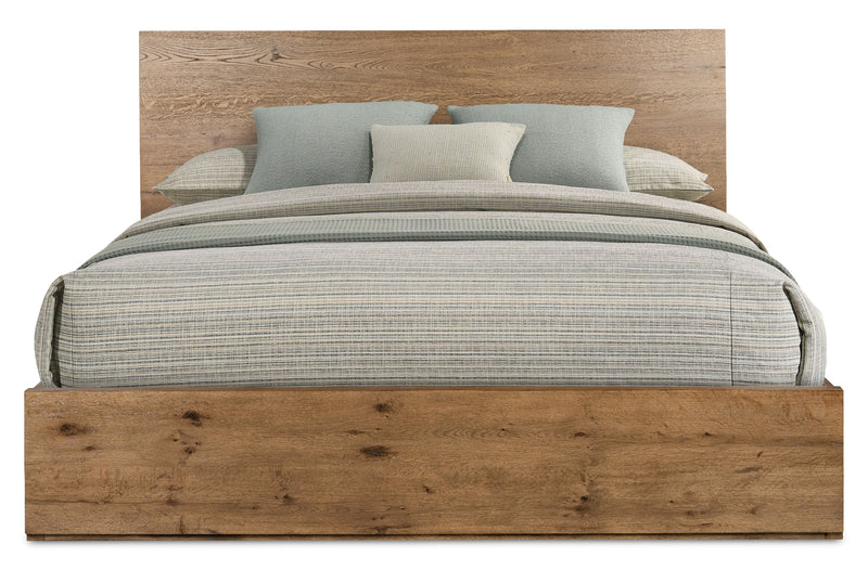Scott Living Henri Panel Bed with Headboard & Frame, Wood, Brown - Queen Size