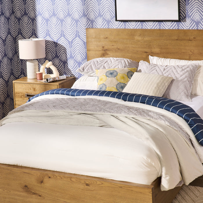 Scott Living Henri Panel Bed with Headboard & Frame, Wood, Brown - Queen Size