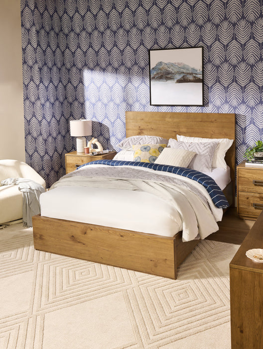 Scott Living Henri Panel Bed with Headboard & Frame, Wood, Brown - Queen Size