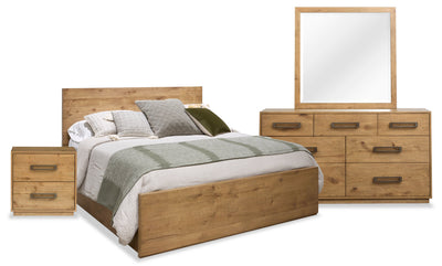 Scott Living Henri 6pc Bedroom Set with Bed, Dresser, Mirror & Nightstand, Wood, Brown - King Size | Ensemble de chambre à coucher Henri de Scott Living 6 pièces en bois avec lit, commode, miroir et table de nuit, brun - format très grand lit