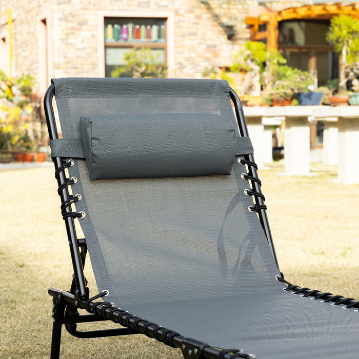 Outsunny Folding Lounge Chair, Reclining Tanning Chair With Adjustable Back