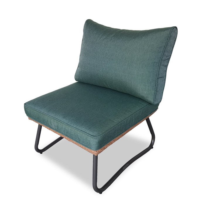 Kort & Co. Ibiza 6-Piece Outdoor Patio Sectional with 4-Piece Sectional & 2 Tables - Hand-Woven Resin Wicker, UV & Weather Resistant - Dark Grey/Natural/Green