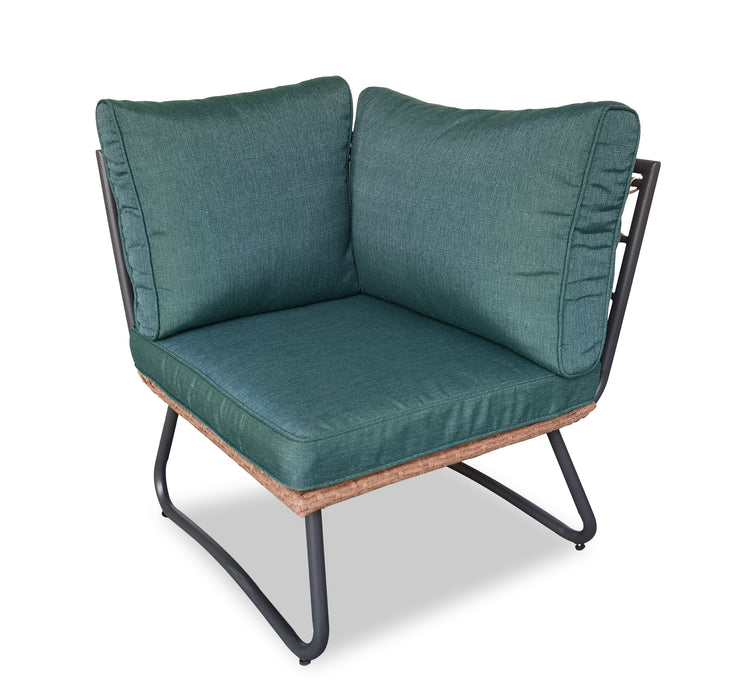 Kort & Co. Ibiza 6-Piece Outdoor Patio Sectional with 4-Piece Sectional & 2 Tables - Hand-Woven Resin Wicker, UV & Weather Resistant - Dark Grey/Natural/Green