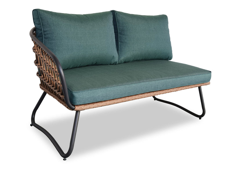 Kort & Co. Ibiza 6-Piece Outdoor Patio Sectional with 4-Piece Sectional & 2 Tables - Hand-Woven Resin Wicker, UV & Weather Resistant - Dark Grey/Natural/Green