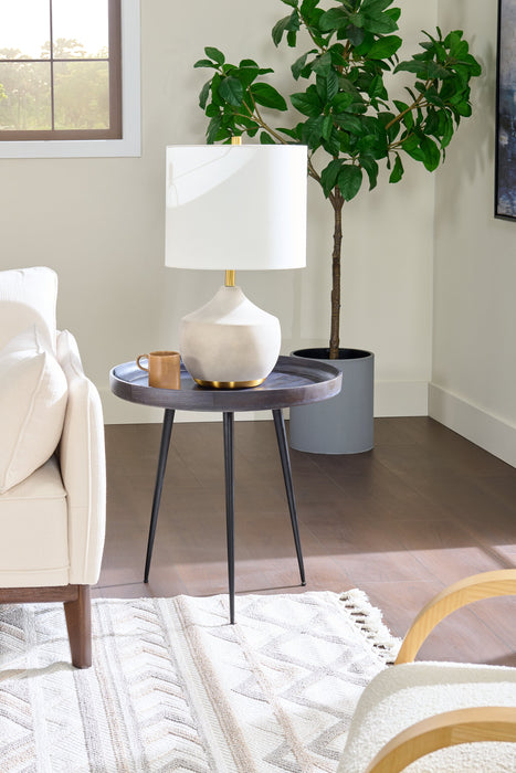 Kort & Co. 25\" Iris Cream and Gold Ceramic Table Lamp