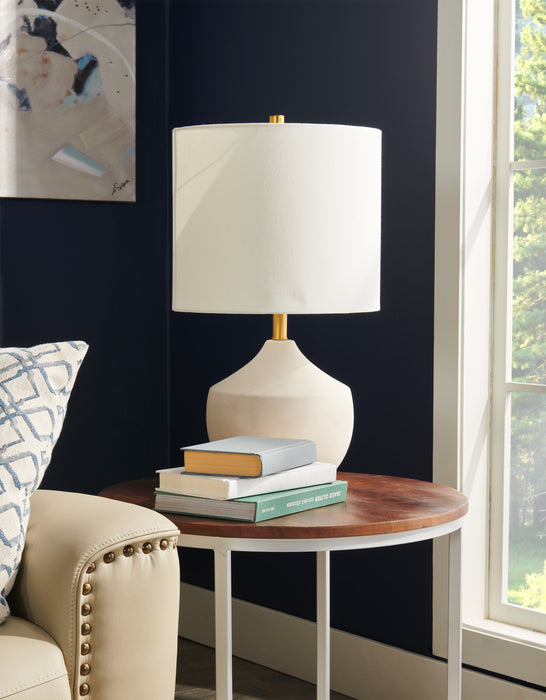 Kort & Co. 25\" Iris Cream and Gold Ceramic Table Lamp