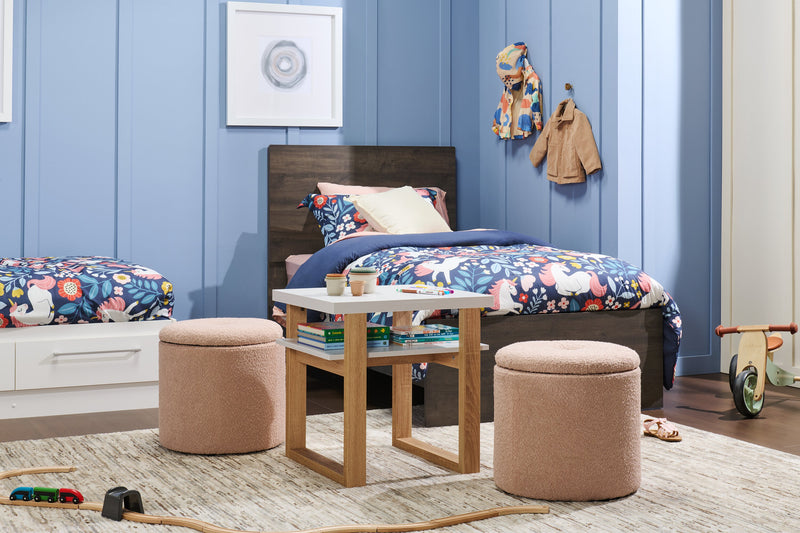 Izaac 22\" Modern End Table with Shelf - White and Brown 