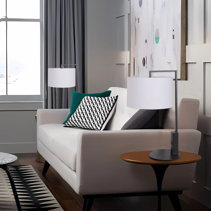 Kort & Co. Jax Matte Black and Gold 2-Piece Set - with Table and Floor Lamp and USB Charging