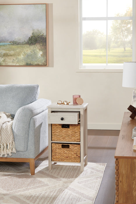 Jon 15.5\" Chairside Table with 2 Baskets & Drawer - White Oak