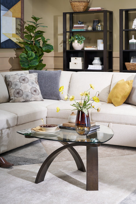 Jorja 34.75\" Modern Glass Top Coffee Table - Brown with Bentwoood Legs