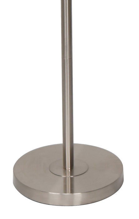 Kort & Co. Joss 61\" Brushed Steel Floor Lamp with USB Charging and Built-In Side Table