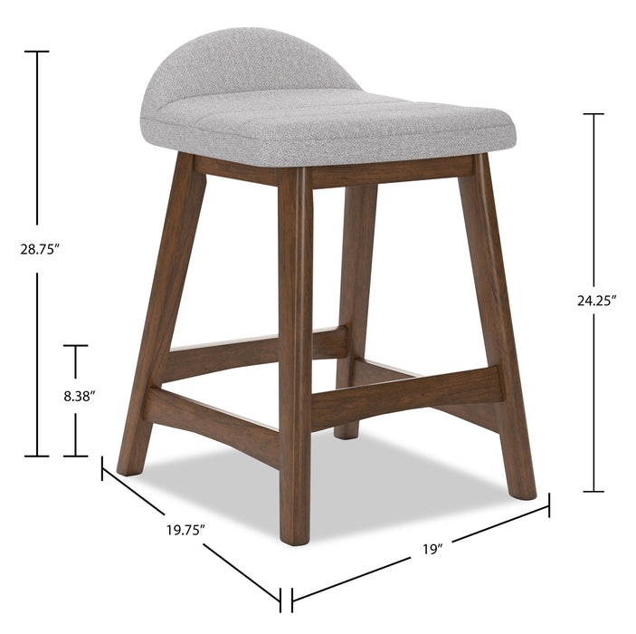 Jovi Counter-Height Stool with Linen-Look Fabric, 24\"H, Wood - Grey