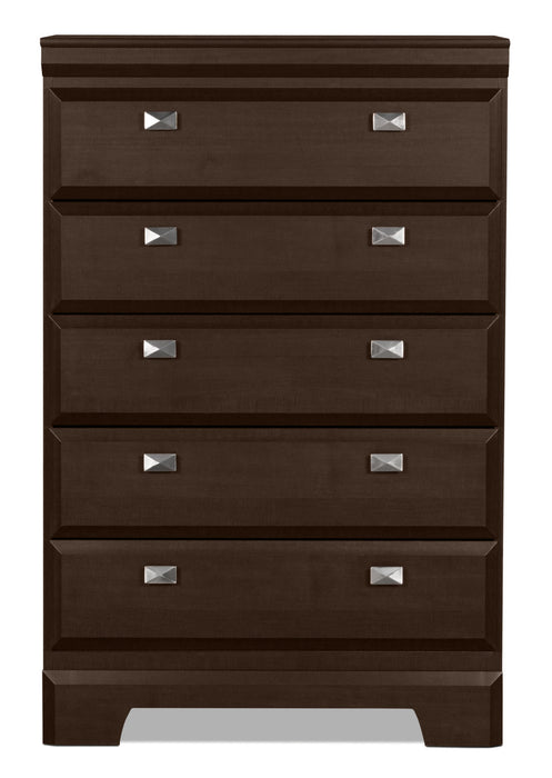 Yorkdale Bedroom Chest of Drawers, 5-Drawer, 31.1\"W x 47.4\"H, Made in Canada - Brown