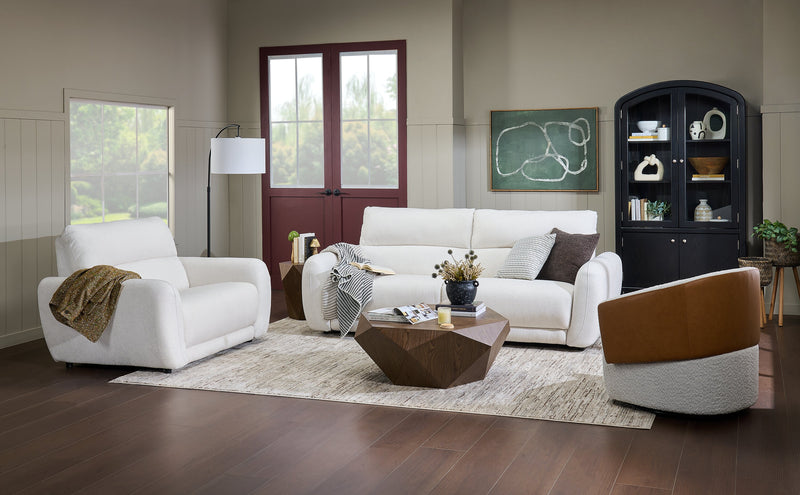 Cindy Crawford Home Kailyn 92\" Fabric Power Reclining Sofa with Power Headrests - Beige 
