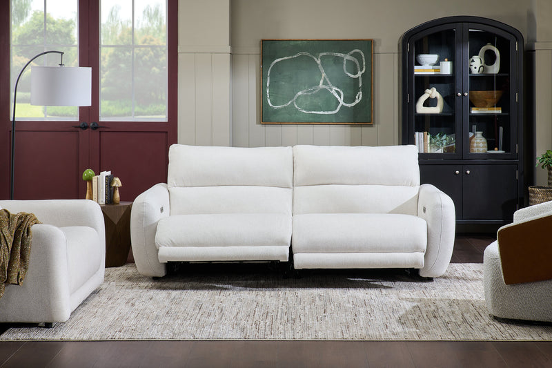Cindy Crawford Home Kailyn 92\" Fabric Power Reclining Sofa with Power Headrests - Beige 
