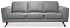 Kort & Co. Kassia 90.6\" Linen-Look Fabric Sofa with Wood Base and Legs - Grey