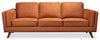 Kort & Co. Kassia 90.6\" Linen-Look Fabric Sofa with Wood Base and Legs - Orange