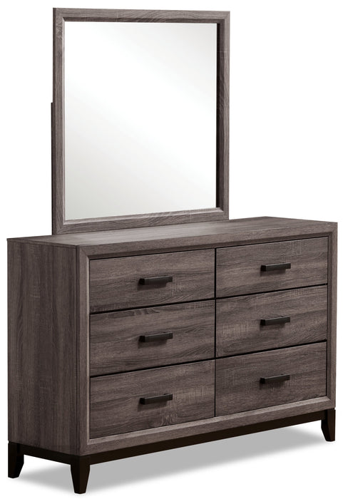 Kate Bedroom 6-Drawer Dresser, 58\"W x 37\"H - Grey/Brown