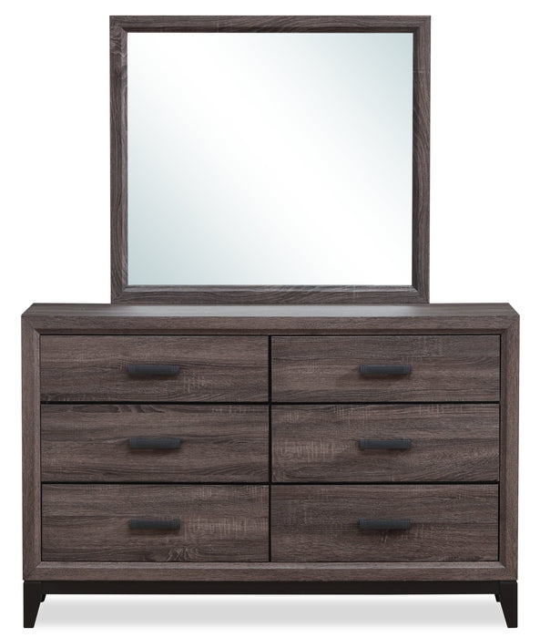 Kate Bedroom 6-Drawer Dresser, 58\"W x 37\"H - Grey/Brown