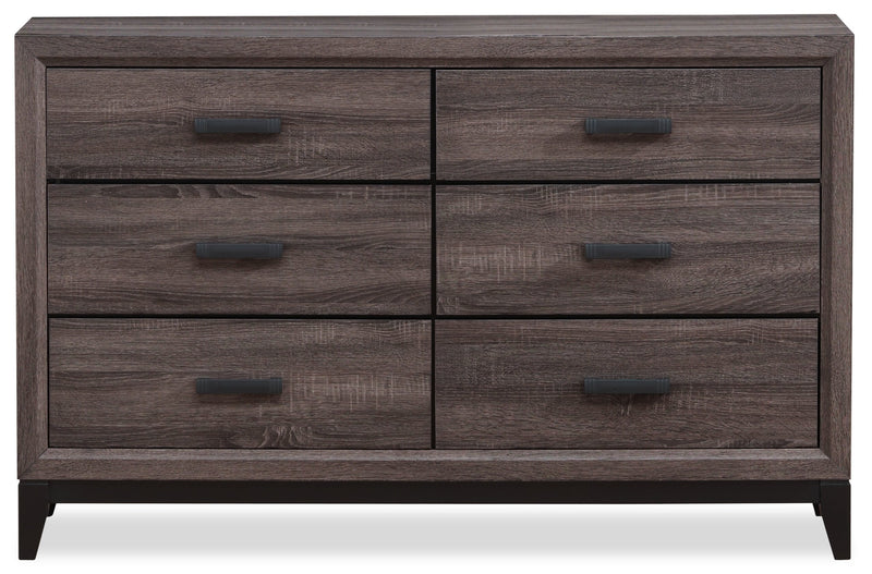 Kate Bedroom 6-Drawer Dresser, 58\"W x 37\"H - Grey/Brown