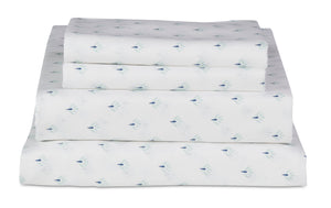 Kort & Co. Flower 4-Piece King Sheet Set - Blue and White