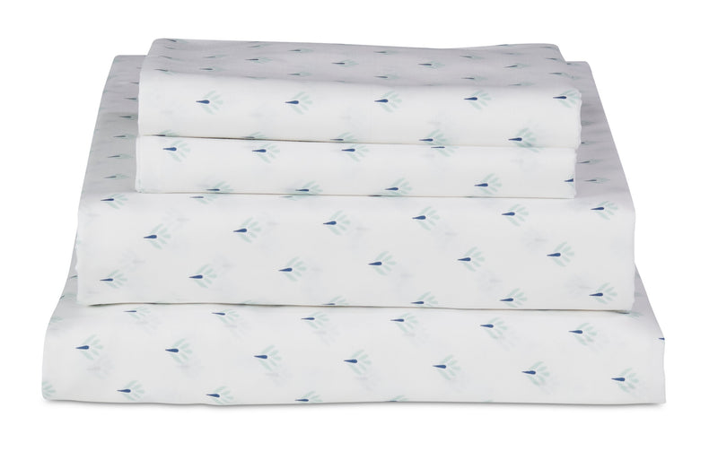 Kort & Co. Flower 4-Piece King Sheet Set - Blue and White
