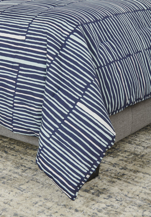 Kort & Co. Lines 4-Piece King Comforter Set - Blue