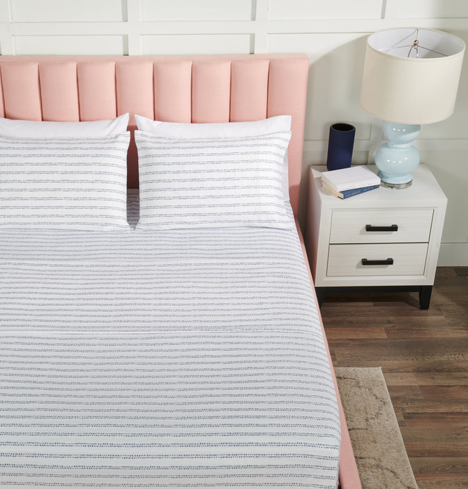 Kort & Co. Stripe 4-Piece King Sheet Set - Blue and White