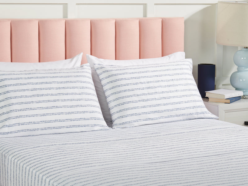 Kort & Co. Stripe 4-Piece King Sheet Set - Blue and White