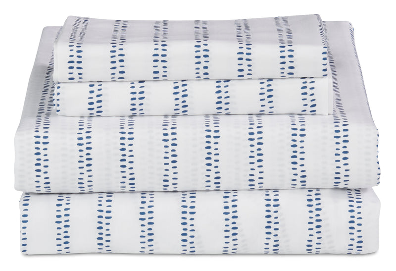 Kort & Co. Stripe 4-Piece King Sheet Set - Blue and White