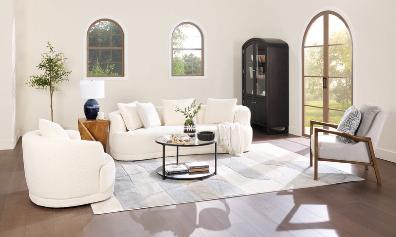 Kendal 31.5\" Modern Round Glass Top Coffee Table with Casters - Black