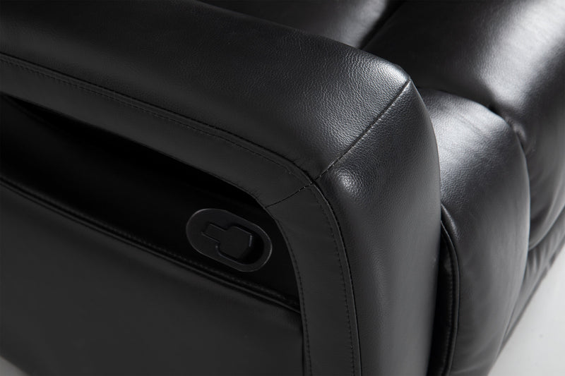 Kenzo 35\" Leather-Look Fabric Swivel Glider Reclining Chair - Black