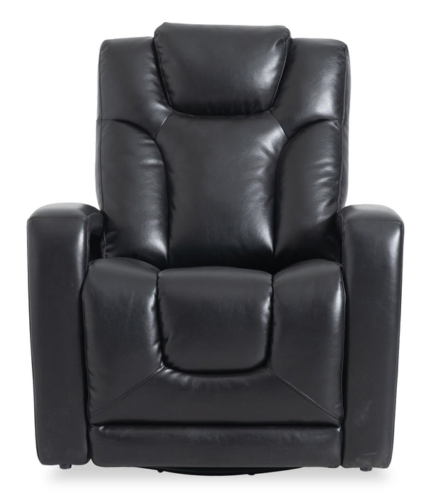 Kenzo 35\" Leather-Look Fabric Swivel Glider Reclining Chair - Black