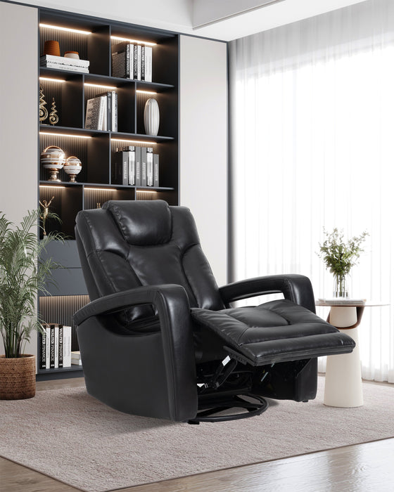 Kenzo 35\" Leather-Look Fabric Swivel Glider Reclining Chair - Black