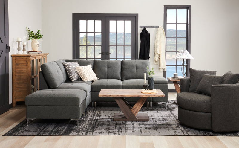 Kinsley 43.3\" Modern Coffee Table - Dark Brown Wood