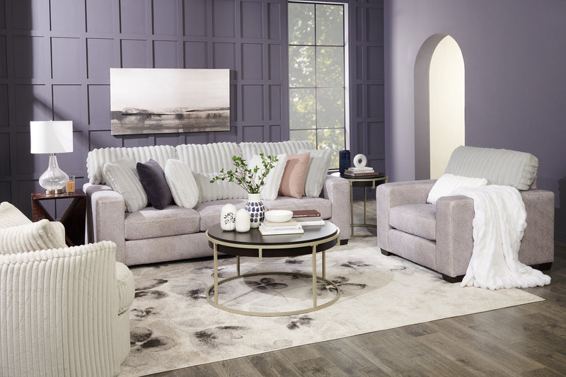 Made in Canada Koda 41\" Chenille and Faux Fur Fabric Chair with Removable Cushions - Plush Paloma Grey