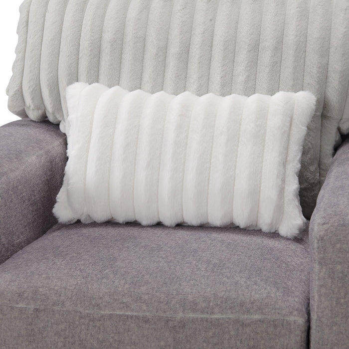 Made in Canada Koda 41\" Chenille and Faux Fur Fabric Chair with Removable Cushions - Plush Paloma Grey