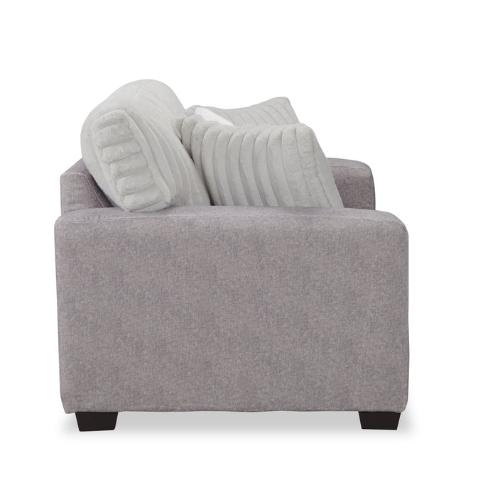 Made in Canada Koda 67\" Chenille and Faux Fur Fabric Loveseat with Removable Cushions - Plush Paloma Grey