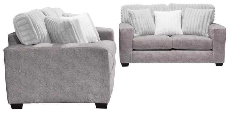 Made in Canada Koda 67\" Chenille and Faux Fur Fabric Loveseat with Removable Cushions - Plush Paloma Grey