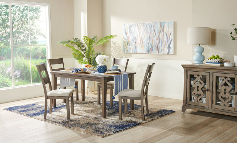 Krew Dining Chair with Polyester Fabric, Ladder-Back - Grey