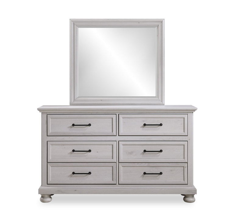 Kylie 6pc Bedroom Set with Storage Bed, Dresser, Mirror & Nightstand, Sand - Queen Size