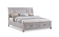 Kylie Platform Storage Bed with Headboard & Frame, Sand - King Size 