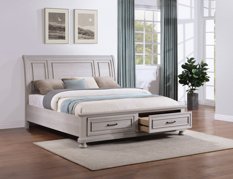 Kylie Platform Storage Bed with Headboard & Frame, Sand - King Size