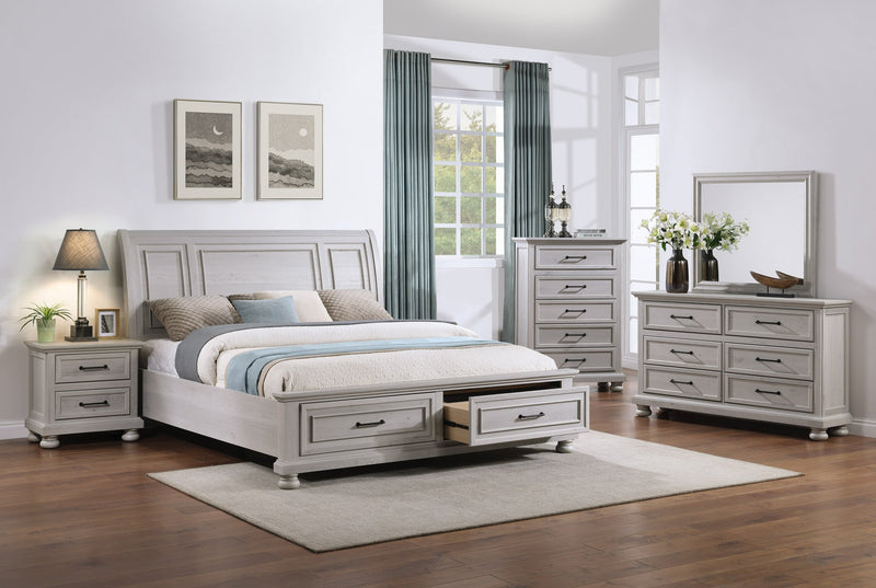 Kylie Platform Storage Bed with Headboard & Frame, Sand - King Size