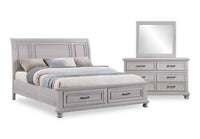 Kylie 5pc Bedroom Set with Storage Bed, Dresser & Mirror, Sand - King Size 