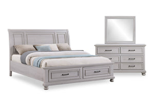 Kylie 5pc Bedroom Set with Storage Bed, Dresser & Mirror, Sand - King Size