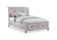 Kylie Platform Storage Bed with Headboard & Frame, Sand - Queen Size 