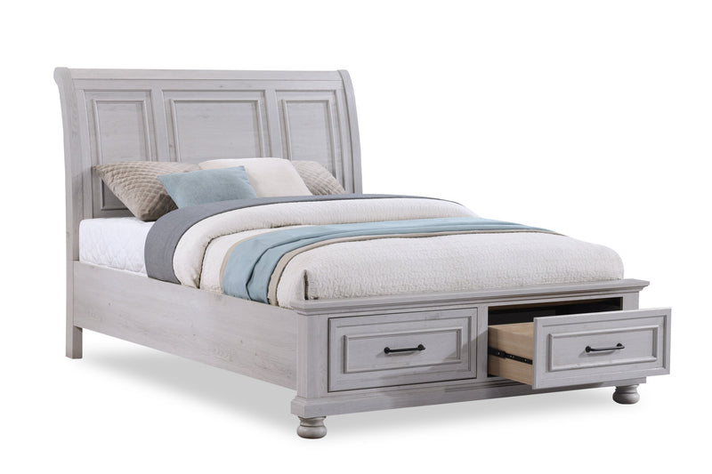 Kylie Platform Storage Bed with Headboard & Frame, Sand - Queen Size